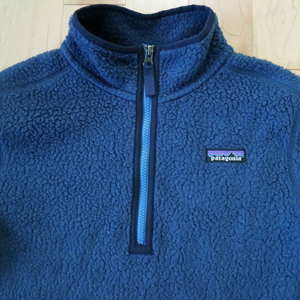 Patagonia Retro Pile Fleece Quarter-Zip Cozy Pullover Size Small Blue